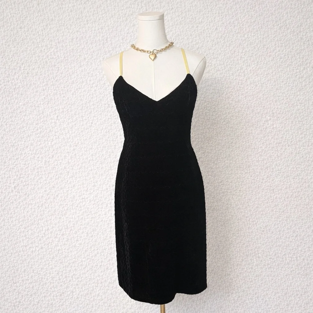 Tocca Anthropologie Black Silk Velvet Stars Midi Dress | Size 6 - Picture 3 of 7